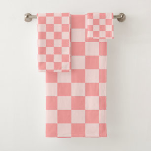Pink Chequerboard Bath Towel Set