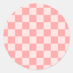 Pink Chequerboard Classic Round Sticker