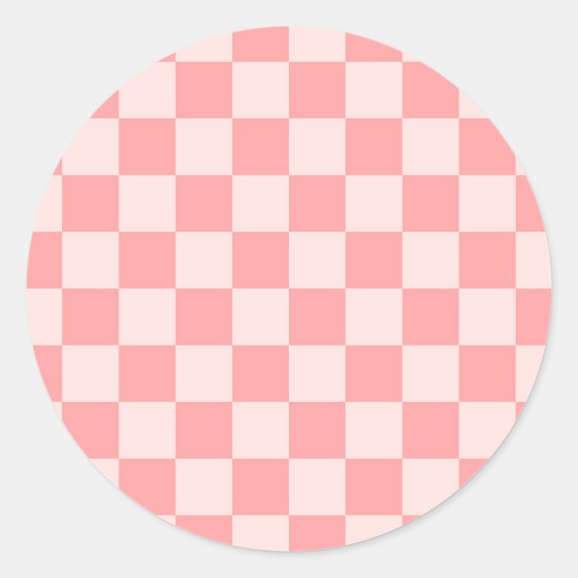 Pink Chequerboard Classic Round Sticker (Front)