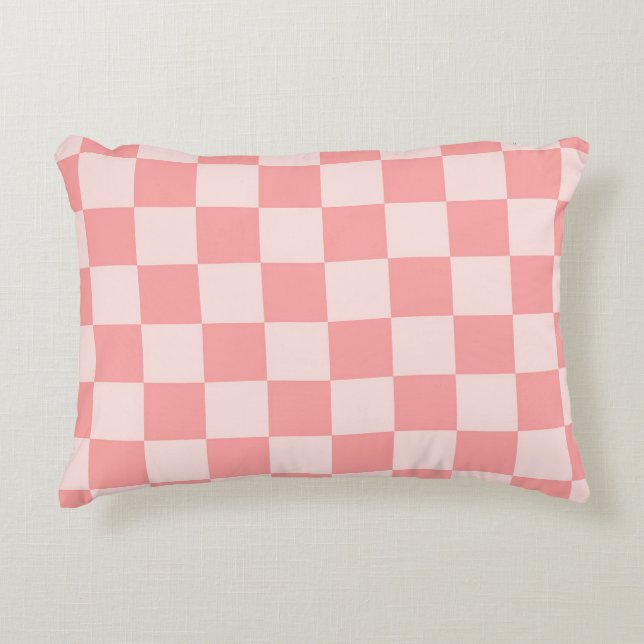 Pink Chequerboard Decorative Cushion (Front)