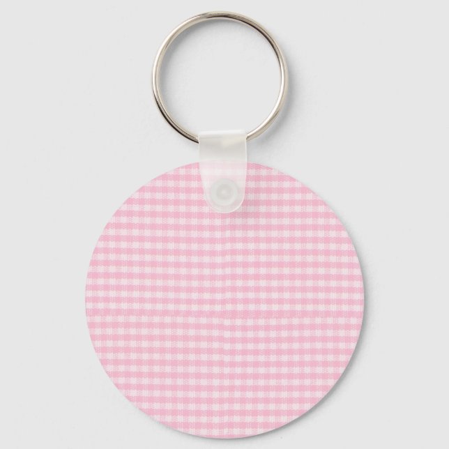 Pink Chequerboard Fabric Background Template Key Ring (Front)