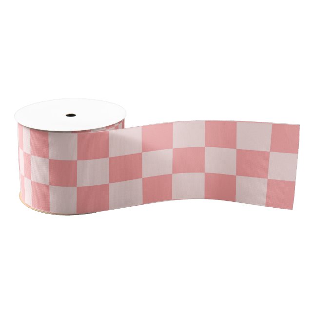 Pink Chequerboard Grosgrain Ribbon (Spool)