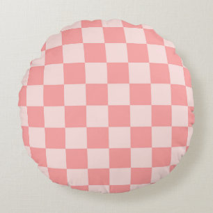 Pink Chequerboard Round Cushion