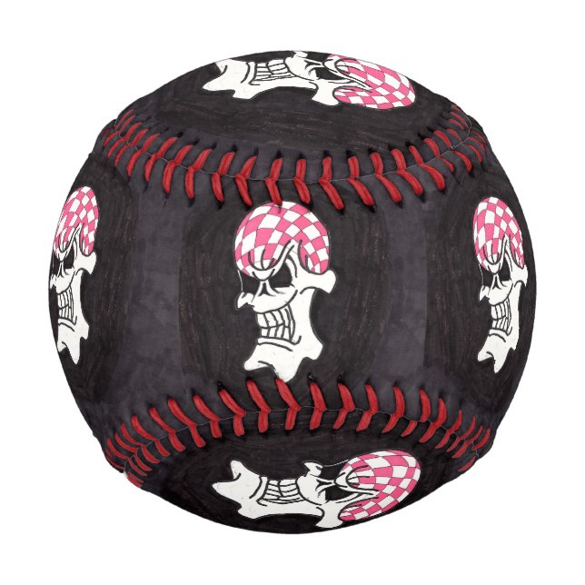 Pink Chequerboard Skull Baseball (Front)