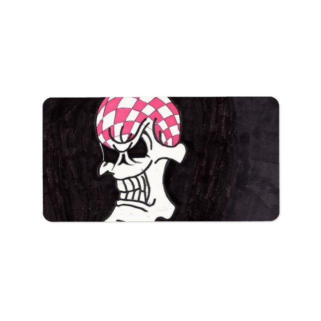 Pink Chequerboard Skull Labels (Front)