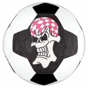 Pink Chequerboard Skull Soccer Ball
