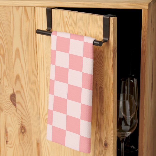 Pink Chequerboard Tea Towel (Thirds Fold)