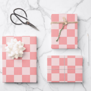 Pink Chequerboard Wrapping Paper Sheet