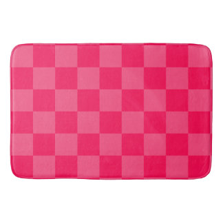 Pink chequered background bath mat