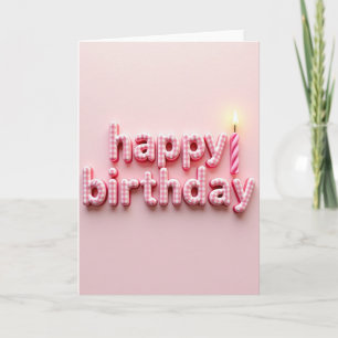 Pink Chequered Birthday Card