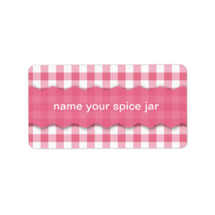 Pink Chequered Design Kitchen Label