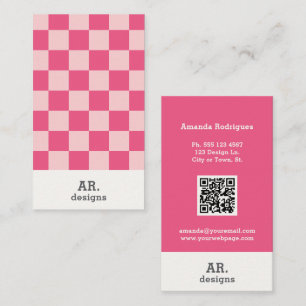 Pink Chequered Designer Business Card 