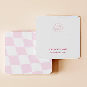Pink Chequered Earring Display Card
