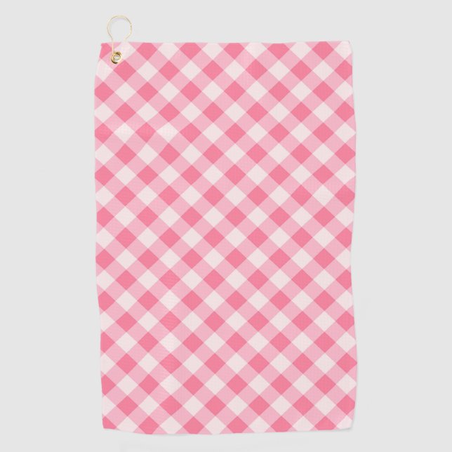 Pink Chequered Fashionable Squares Classy Trendy Golf Towel (Front)