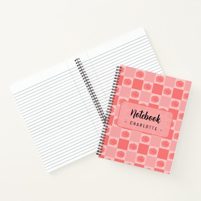 Pink Chequered Floral Notebook (Inside)