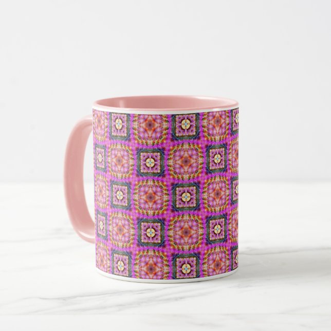 Pink Chequered Mug (Front Left)
