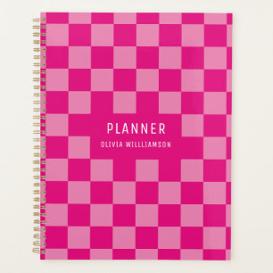 Pink Chequered Name Planner