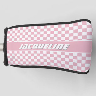 Pink Chequered Pattern Golf Head Cover