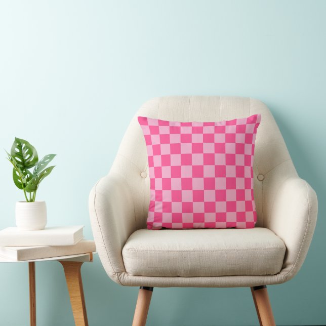 Pink Chequered Print Cushion (Chair)