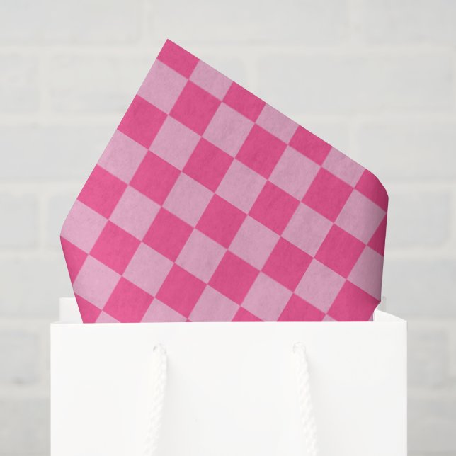 Pink Chequered Print Tissue Paper (Gift Bag)