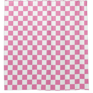 Pink Chequered Shower Curtain