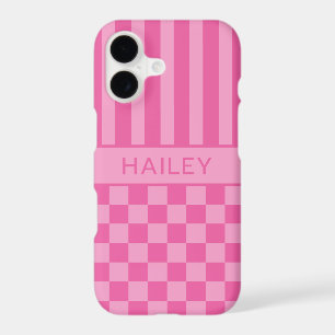 Pink Chequered Striped Personalised