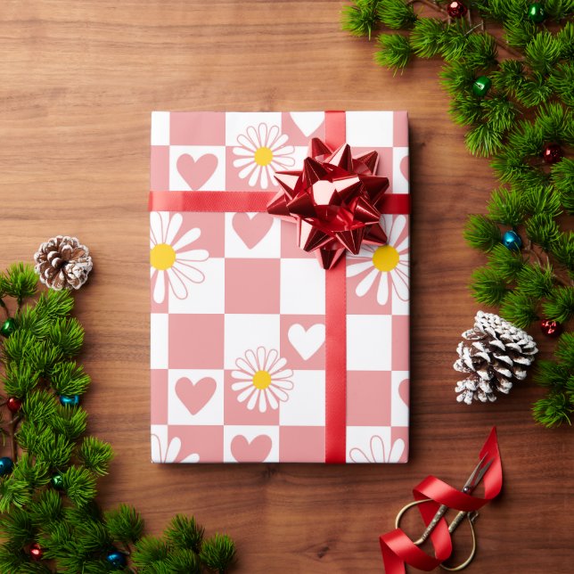 Pink Chequered Wrapping Paper (Holiday Gift)