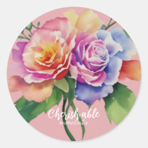 pink cherishable moments classic round sticker