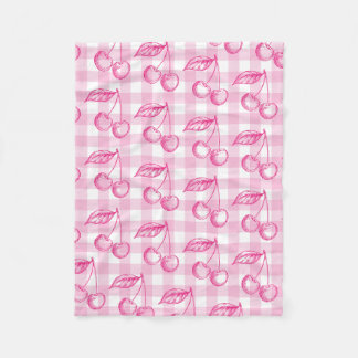 Pink Cherry Aesthetic Coquette Fleece Blanket