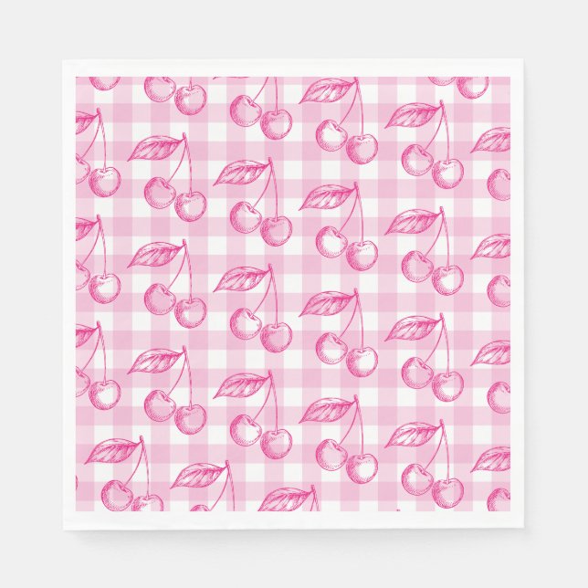 Pink Cherry Aesthetic Coquette Napkin (Front)