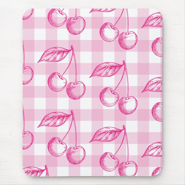 Pink Cherry Aesthetic Theme Mouse Mat (Front)