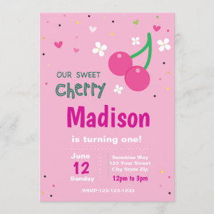 Pink Cherry Birthday invitation