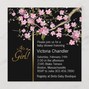 Pink Cherry Blossom Baby Shower Invitation