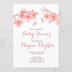 Pink cherry blossom baby shower invite