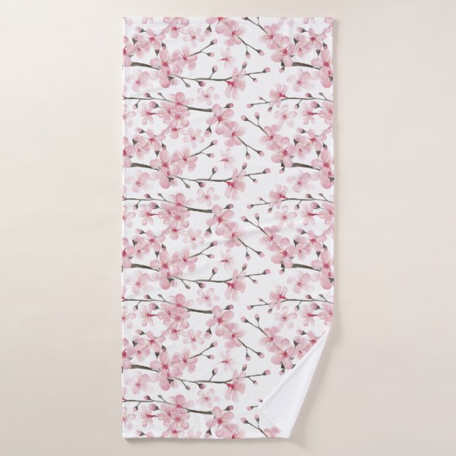Pink cherry blossom bath towel (Bath Towel)