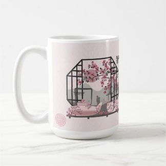 Pink cherry blossom bonsai Asian graphic design Coffee Mug