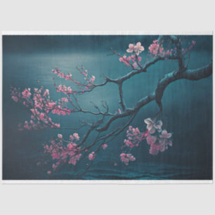 Pink Cherry Blossom Branch, Chinoiserie Tissue Paper