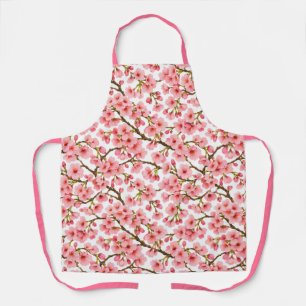 Pink Cherry Blossom Branch Pattern Apron