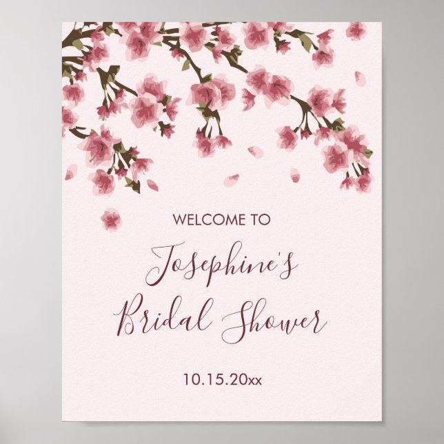 Pink Cherry Blossom Bridal Shower Poster (Front)