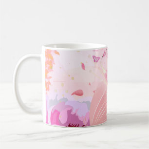 Pink Cherry Blossom Butterfly Mug Floral Spring