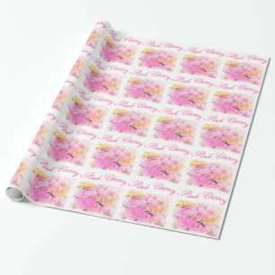 Pink cherry blossom colour sketch flower photograp wrapping paper