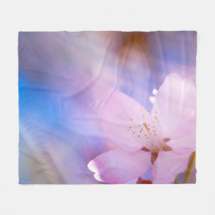 Pink cherry blossom fleece blanket