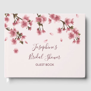 Pink Cherry Blossom Floral Bridal Shower Guest Book