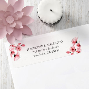 Pink cherry blossom floral elegant return address