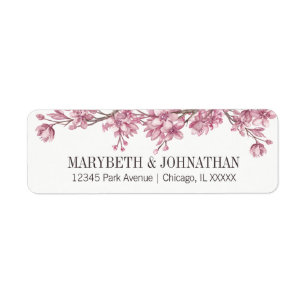 Pink Cherry Blossom Floral Frame Wedding