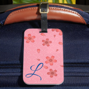 Pink Cherry Blossom Floral Luggage Tag
