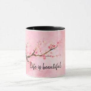 Pink Cherry Blossom Floral        Mug