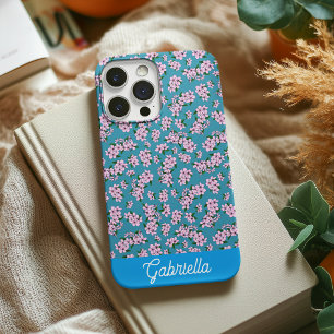 Pink cherry blossom Floral Pattern Name Case-Mate iPhone 14 Case