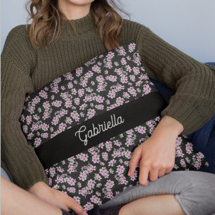 Pink cherry blossom Floral Pattern Name Cushion