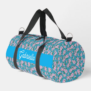 Pink cherry blossom Floral Pattern Name Duffle Bag